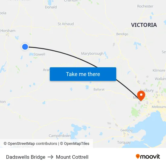 Dadswells Bridge to Mount Cottrell map