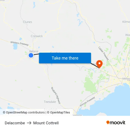Delacombe to Mount Cottrell map