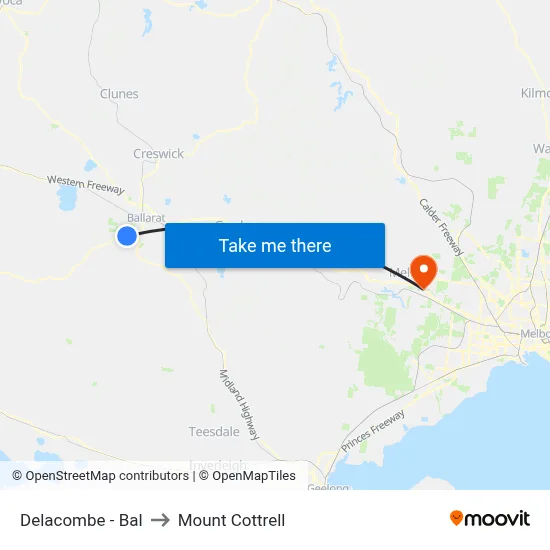 Delacombe - Bal to Mount Cottrell map