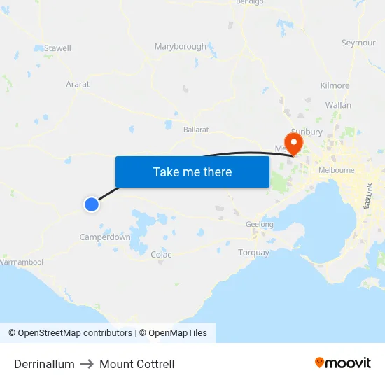 Derrinallum to Mount Cottrell map