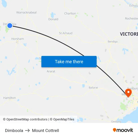 Dimboola to Mount Cottrell map