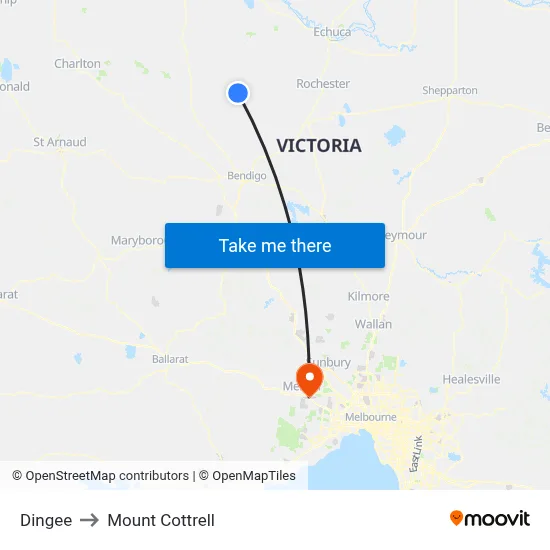 Dingee to Mount Cottrell map