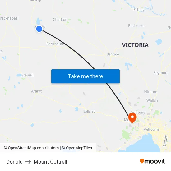 Donald to Mount Cottrell map