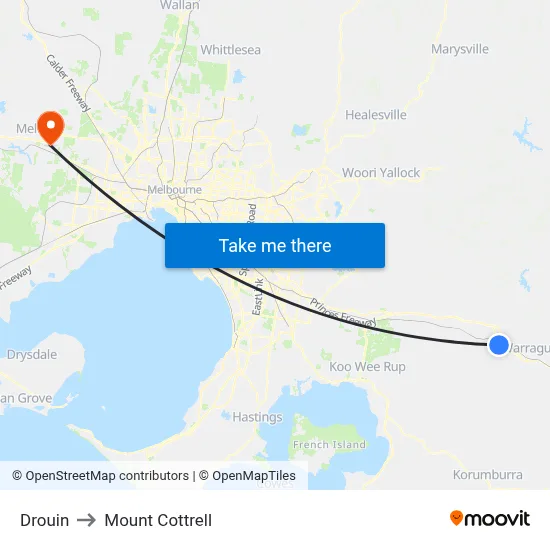Drouin to Mount Cottrell map