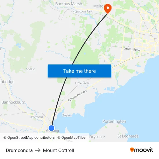 Drumcondra to Mount Cottrell map