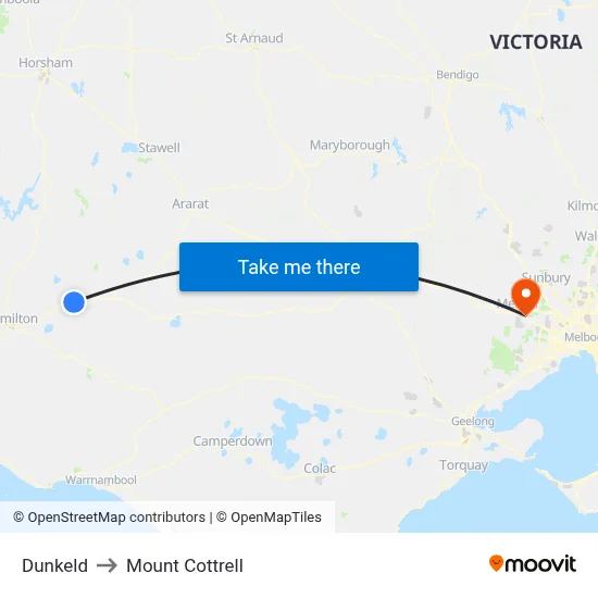 Dunkeld to Mount Cottrell map