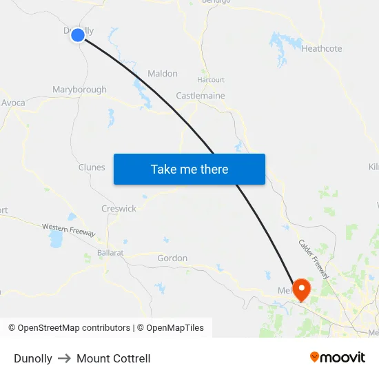 Dunolly to Mount Cottrell map