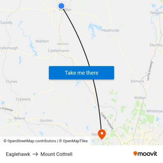 Eaglehawk to Mount Cottrell map