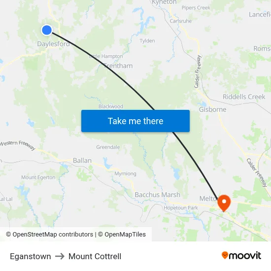Eganstown to Mount Cottrell map