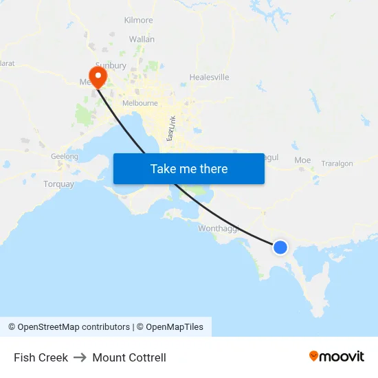 Fish Creek to Mount Cottrell map