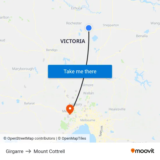 Girgarre to Mount Cottrell map