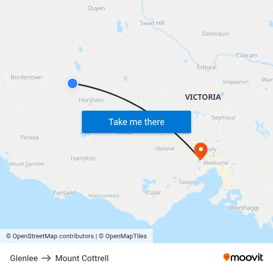 Glenlee to Mount Cottrell map