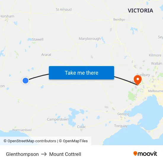 Glenthompson to Mount Cottrell map