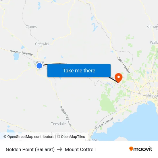 Golden Point (Ballarat) to Mount Cottrell map