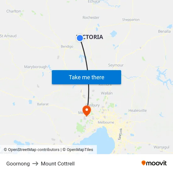 Goornong to Mount Cottrell map