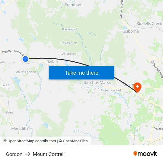 Gordon to Mount Cottrell map