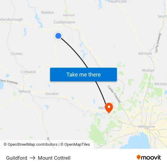 Guildford to Mount Cottrell map