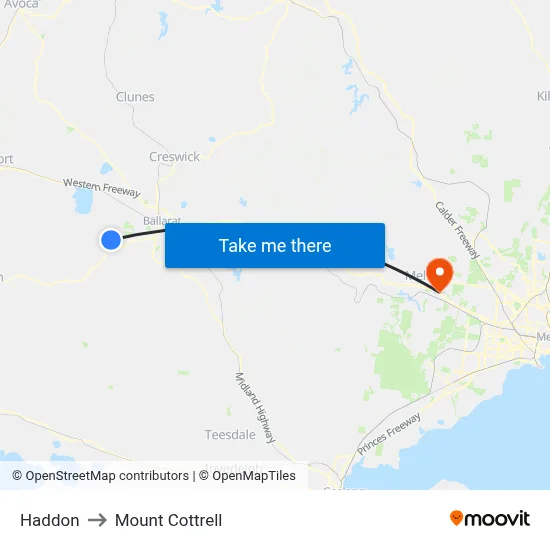 Haddon to Mount Cottrell map