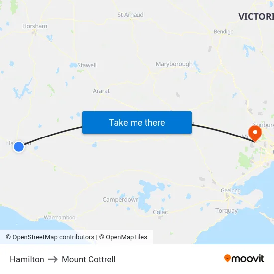 Hamilton to Mount Cottrell map