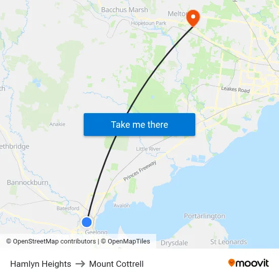 Hamlyn Heights to Mount Cottrell map