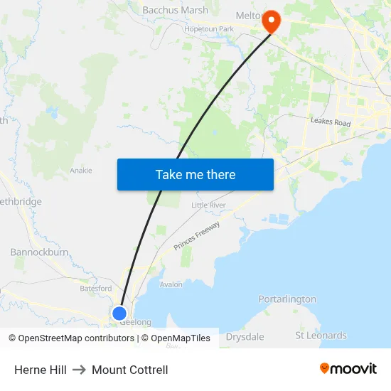 Herne Hill to Mount Cottrell map