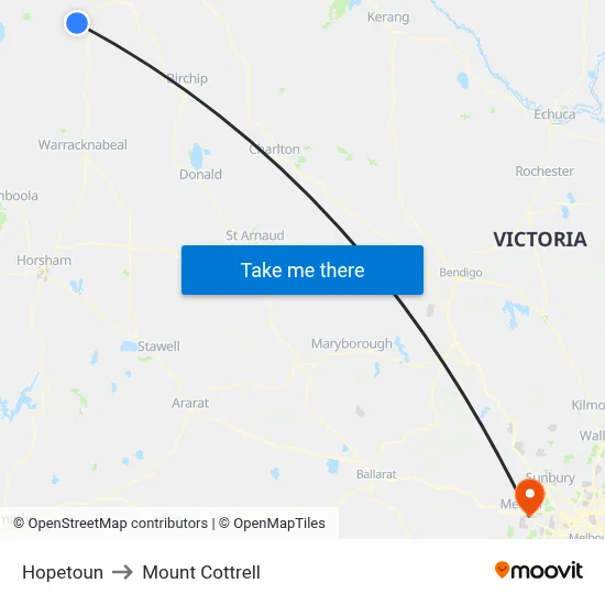Hopetoun to Mount Cottrell map