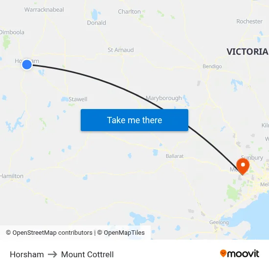 Horsham to Mount Cottrell map