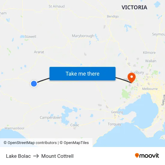 Lake Bolac to Mount Cottrell map