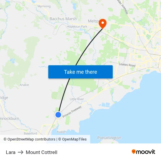 Lara to Mount Cottrell map