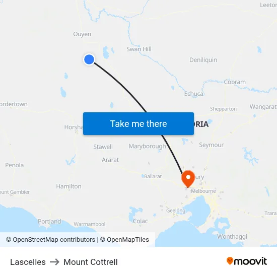 Lascelles to Mount Cottrell map