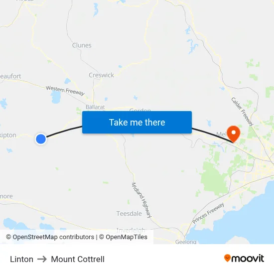 Linton to Mount Cottrell map