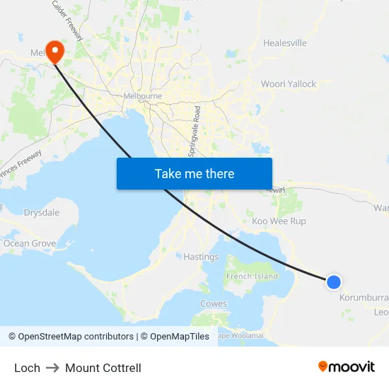 Loch to Mount Cottrell map