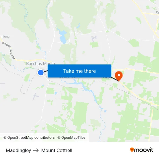 Maddingley to Mount Cottrell map