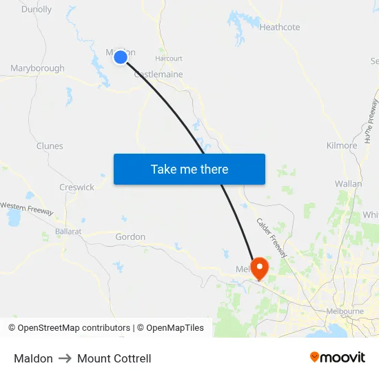 Maldon to Mount Cottrell map