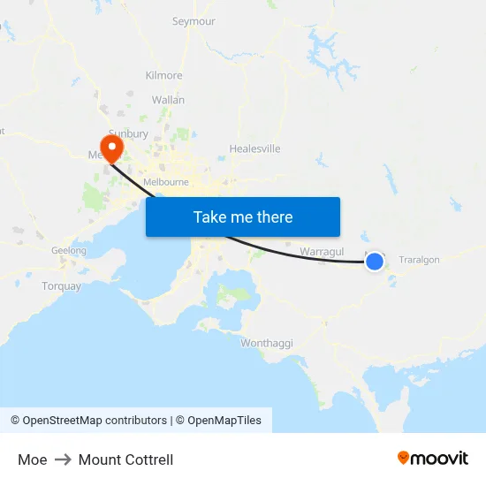 Moe to Mount Cottrell map