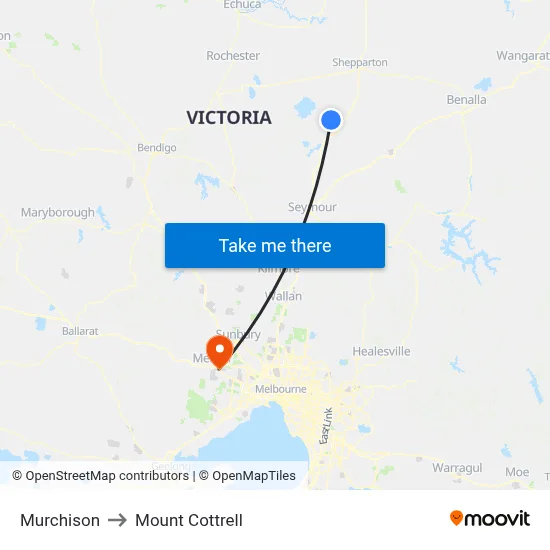 Murchison to Mount Cottrell map