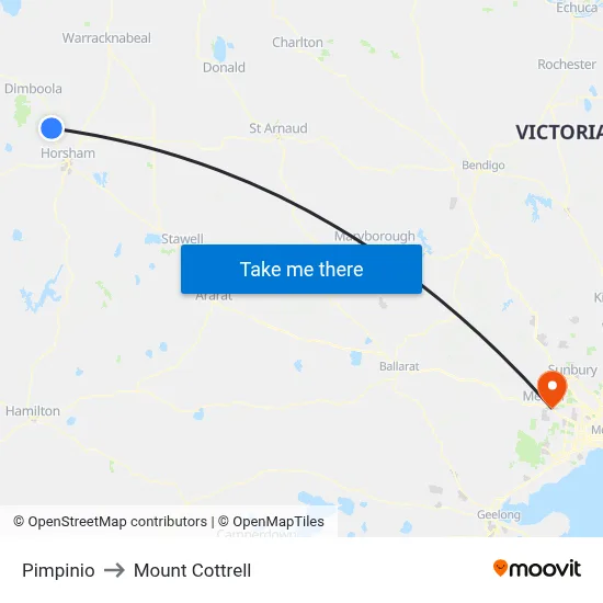 Pimpinio to Mount Cottrell map