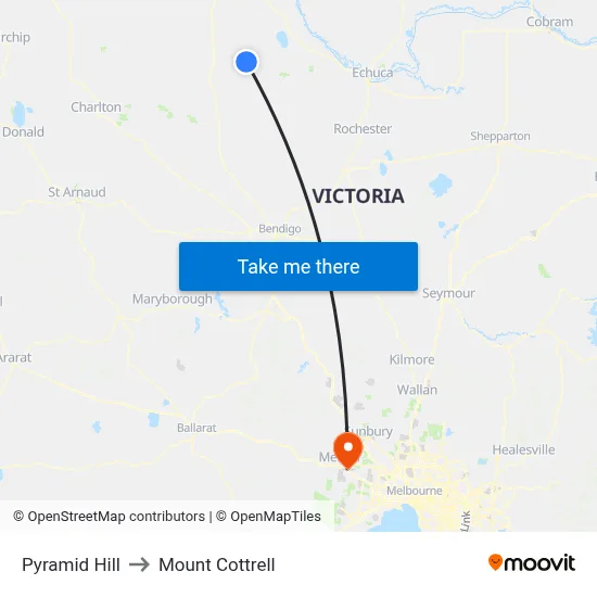 Pyramid Hill to Mount Cottrell map