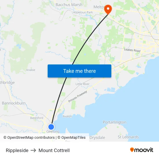 Rippleside to Mount Cottrell map