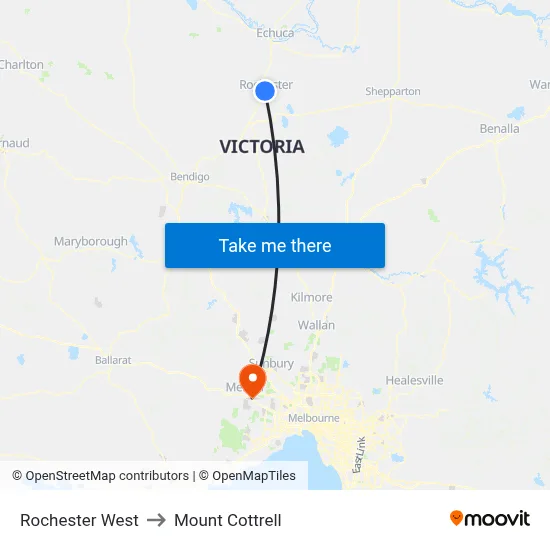 Rochester West to Mount Cottrell map