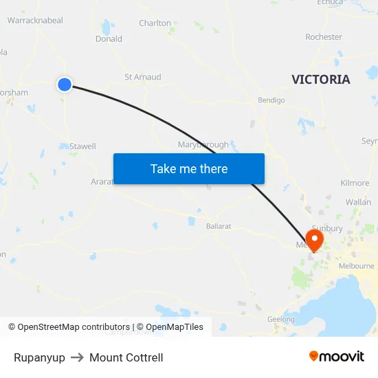 Rupanyup to Mount Cottrell map