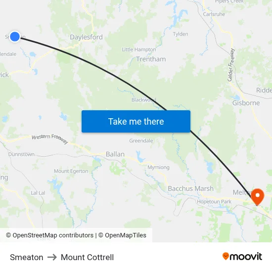 Smeaton to Mount Cottrell map