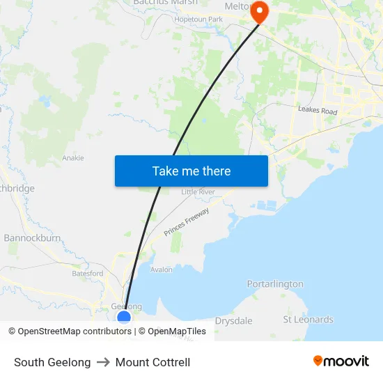 South Geelong to Mount Cottrell map