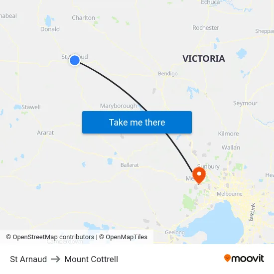St Arnaud to Mount Cottrell map