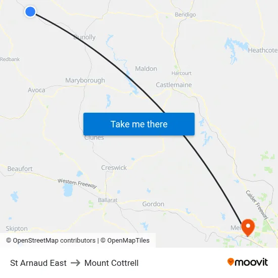 St Arnaud East to Mount Cottrell map