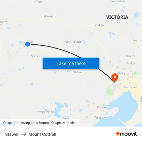Stawell to Mount Cottrell map