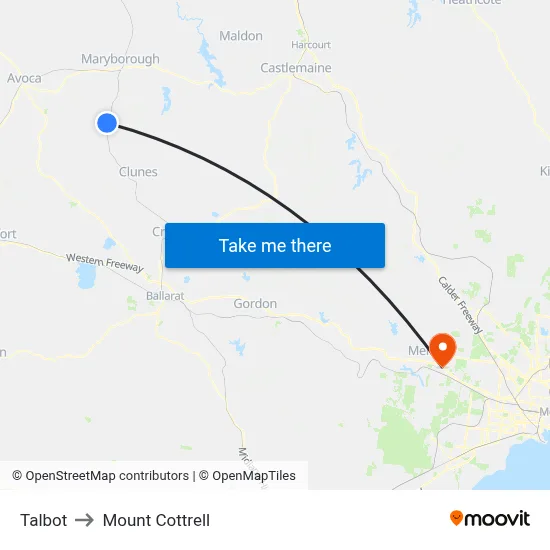 Talbot to Mount Cottrell map