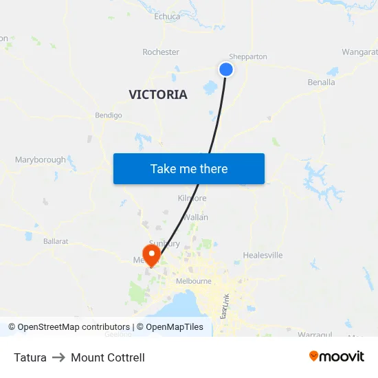 Tatura to Mount Cottrell map