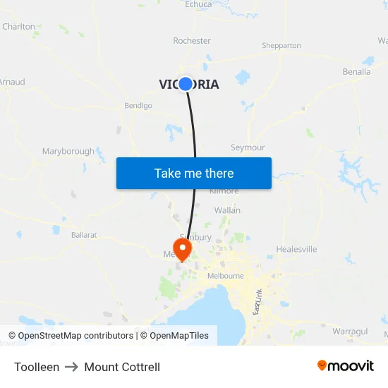 Toolleen to Mount Cottrell map