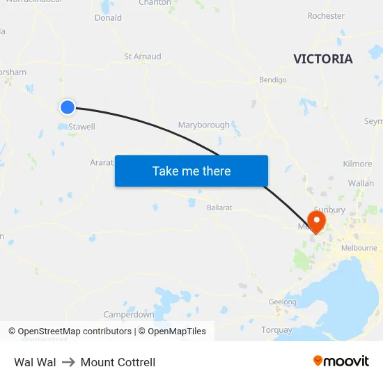 Wal Wal to Mount Cottrell map